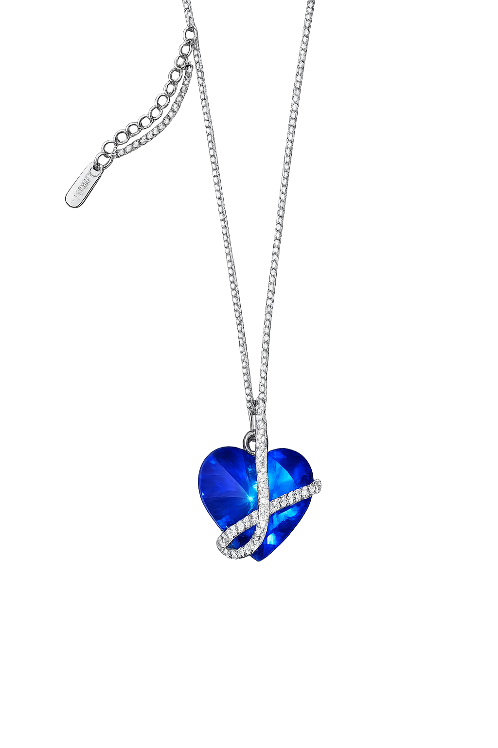 Collier Femme Cœur Bleu en Cristal - قلادة القلب أزرق من الكريستال