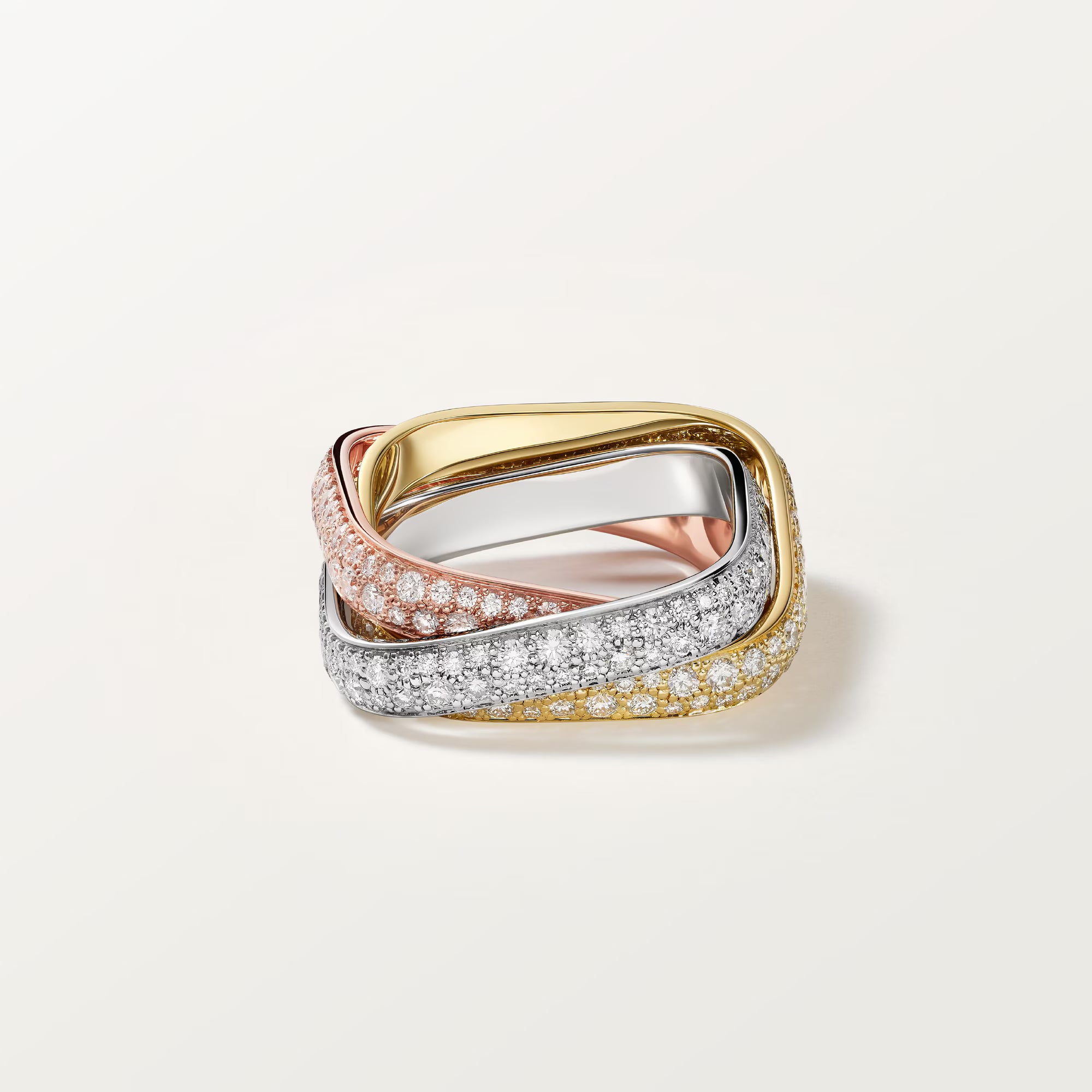Trinity cushion ring, classic model, paved